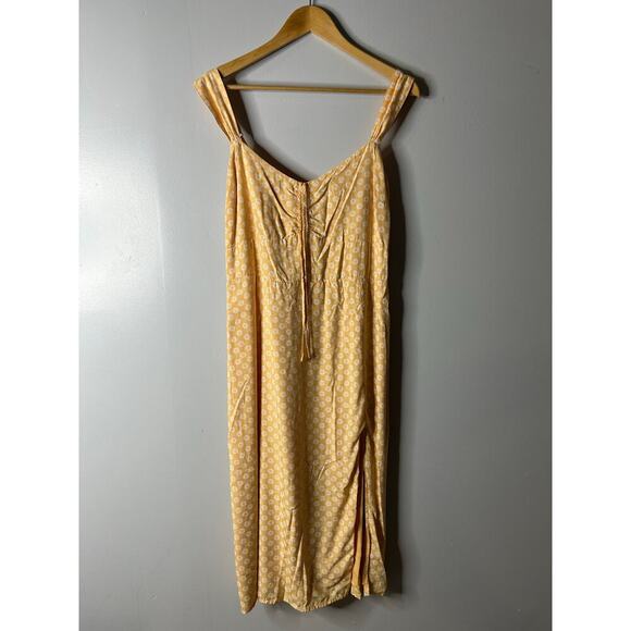 Abercrombie & Fitch Cinched Floral Midi Dress Women’s Large Yellow Cottagecore - Picture 1 of 9